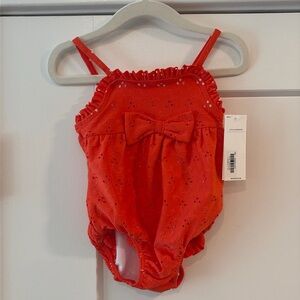 NWT Janie and Jack red/orange one piece swimsuit 6-12m